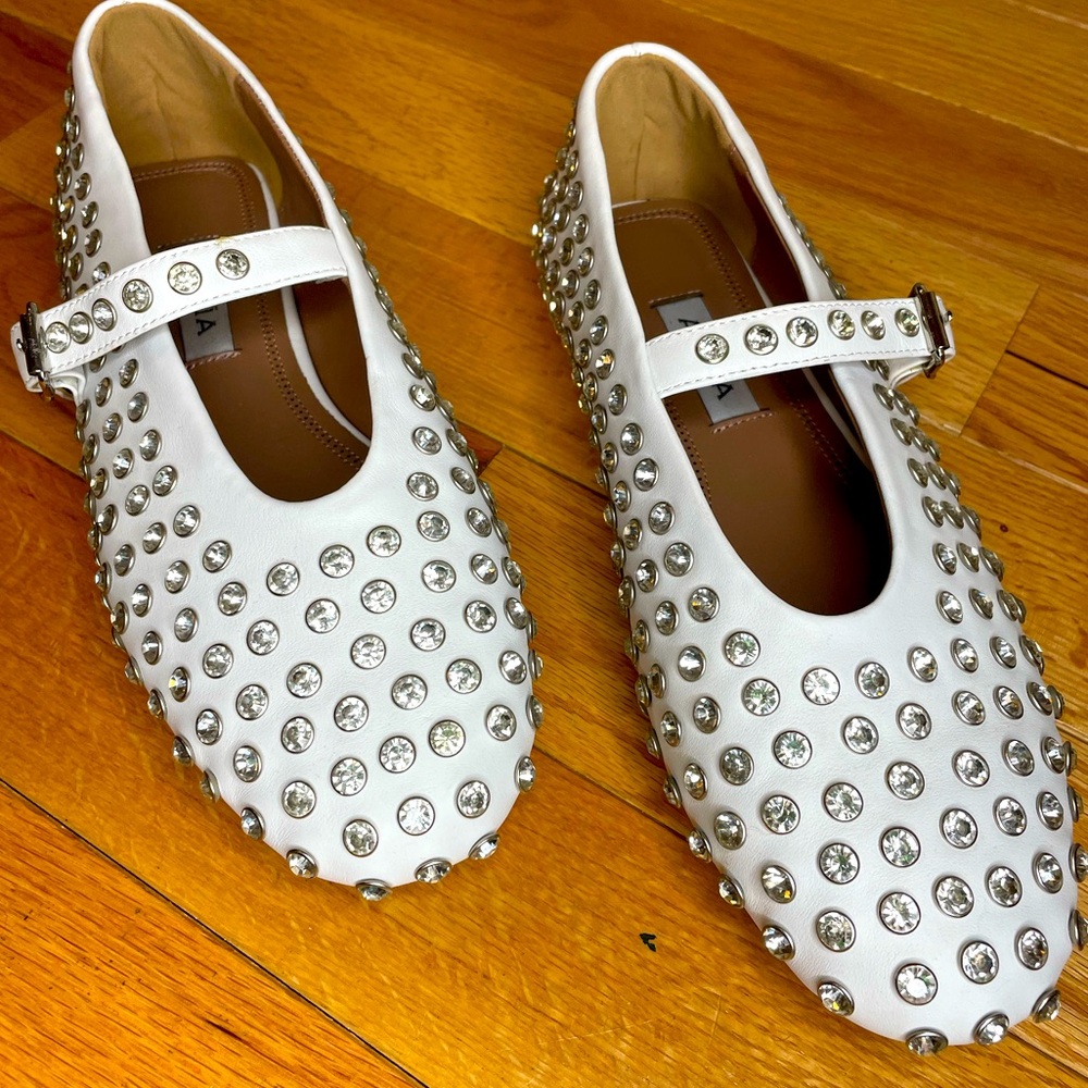 ALAIA White Strass Ballet Flats (NOT AUTH)- women 41/10